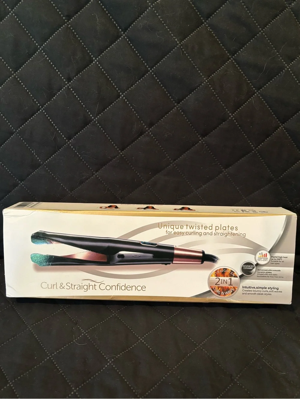 Curl & straight Confidence 2-in-1 Hair Styler in Black and Rose Gold